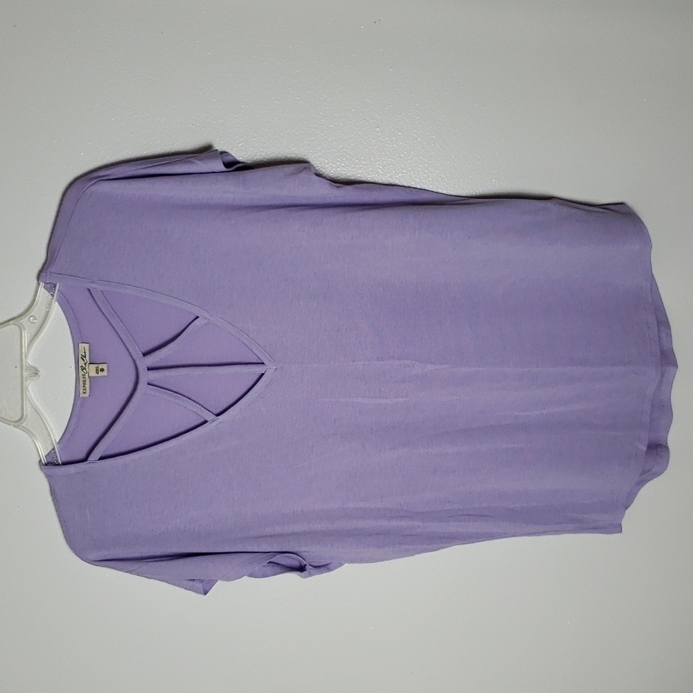 Express purple elevated strappy tee shirt, oversized women's size XS